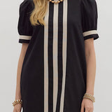 The Molly Dress with Black and Ecru Trim