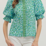 The Mary Top in Green and Blue