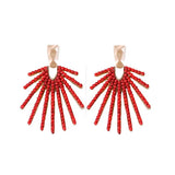 Red Sunburst Statement Drop Earrings
