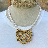 Heart Knot on Freshwater Pearl Necklace