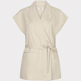 Esqualo Gilet Cross Strapped Blazer in Cream