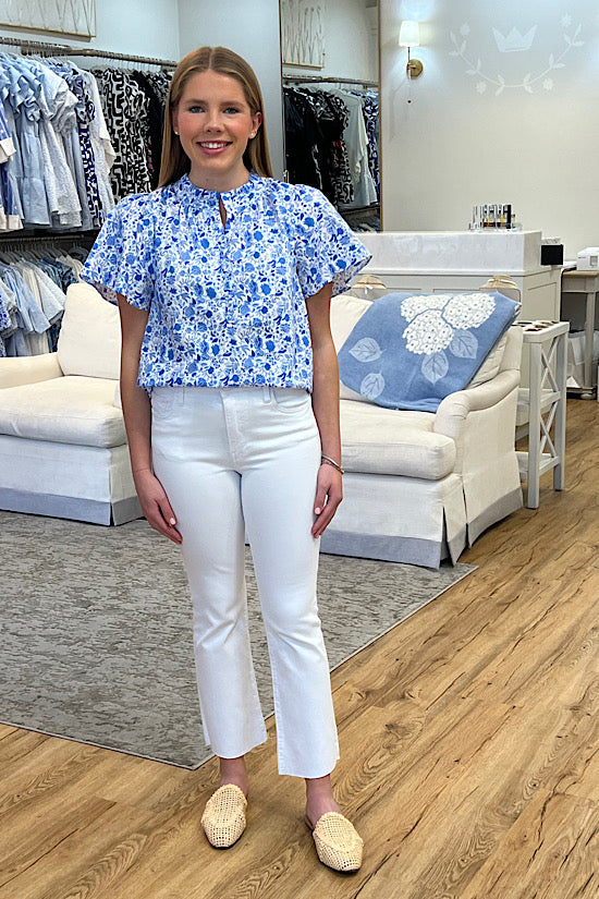 The Charlotte Top in Sky Blue Floral
