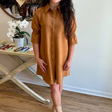 Faux Suede Ruffle Sleeve Dress