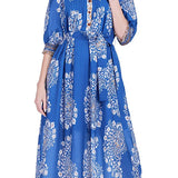 Joy Joy Pin Tuck Maxi in Indigo Oasis