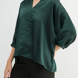 Satin Dolman Sleeve Blouse