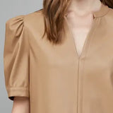 The Faux Leather Latte Top