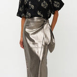 Esqualo Faux Leather Wrap Skirt