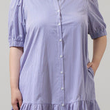 Blue Striped Button Down Dress