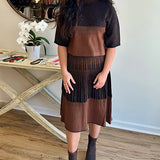 Black and Brown Midi Skirt