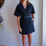 VH Kaulana V-Neck Black Denim Dress