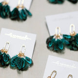 Peacock Feather Fall Statement Tassel Earrings