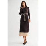 RIBBED MIDI SWEATER DRESS WITH BELT