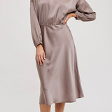 FINAL SALE: Satin Dolman Sleeve Midi Dress