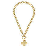 Gold Cross Front Toggle Necklace