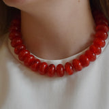 Bailey Chunky Beaded Necklace- Red