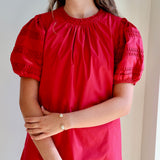 Reverse Pintuck Puff Sleeve Mini Dress