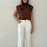 Sleeveless Turtleneck Sweater in Chocolate