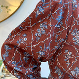 The Flora Embroidered Top in Chocolate Brown