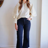 Puff Sleeve Puff Sleeve Top in Brown Polka Dot