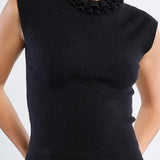 MB Short Sleeve Sleeveless Sweater in Black