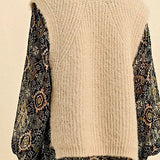 FINAL SALE: MB Sleeveless Open Work Sweater with Turtleneck in Cream