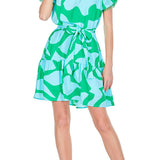 Joy Joy Loop Trim Dress in Aqua Arial