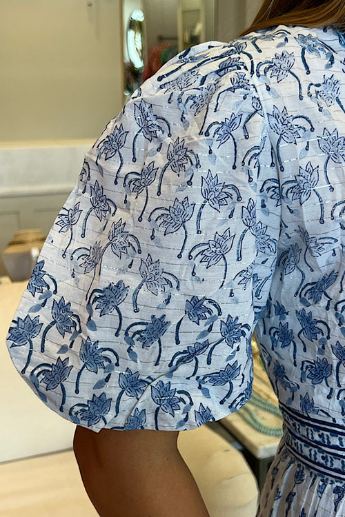 Azure Waterlily Wrap Mini Dress