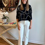 Aja Lightweight Sweater in Black Geo