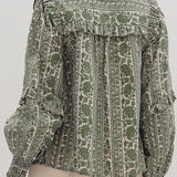 Floral Long Sleeve Top in Olive