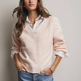 Floral Applique V-Neck Sweater