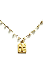 Mini Pearl Cross: Vermeil Cross Pendant