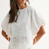Embroidered White Cotton Blouse