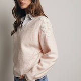 Floral Applique V-Neck Sweater