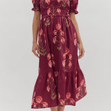 The Josie Dress in Wine Floral
