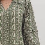 Floral Long Sleeve Top in Olive