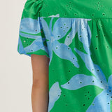 The Margaret Dress in Green and Sky Blue