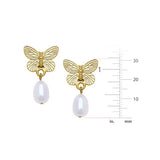 Susan Shaw Butterfly Gold Butterfly and Pearl Drop