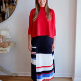 Graphic Clouds Pleated Skirt