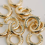 Hammered Gold Vintage Style Hoop Earrings
