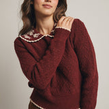 Daisy Embroidered Collar Knit Sweater FSW0015