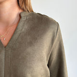Faux Suede Long Sleeve Top