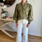 Floral Textured Long Sleeve Top