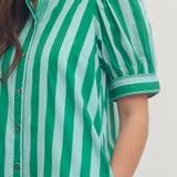 The Marie Dress in Green Stripe