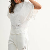 Embroidered White Cotton Blouse