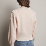 Floral Applique V-Neck Sweater