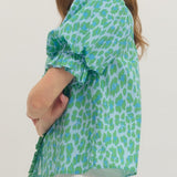 The Mary Top in Green and Blue