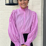Pleated Sleeve Top in Lavender