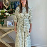 Madison Mathews April Maxi in Sage Botanical Vine