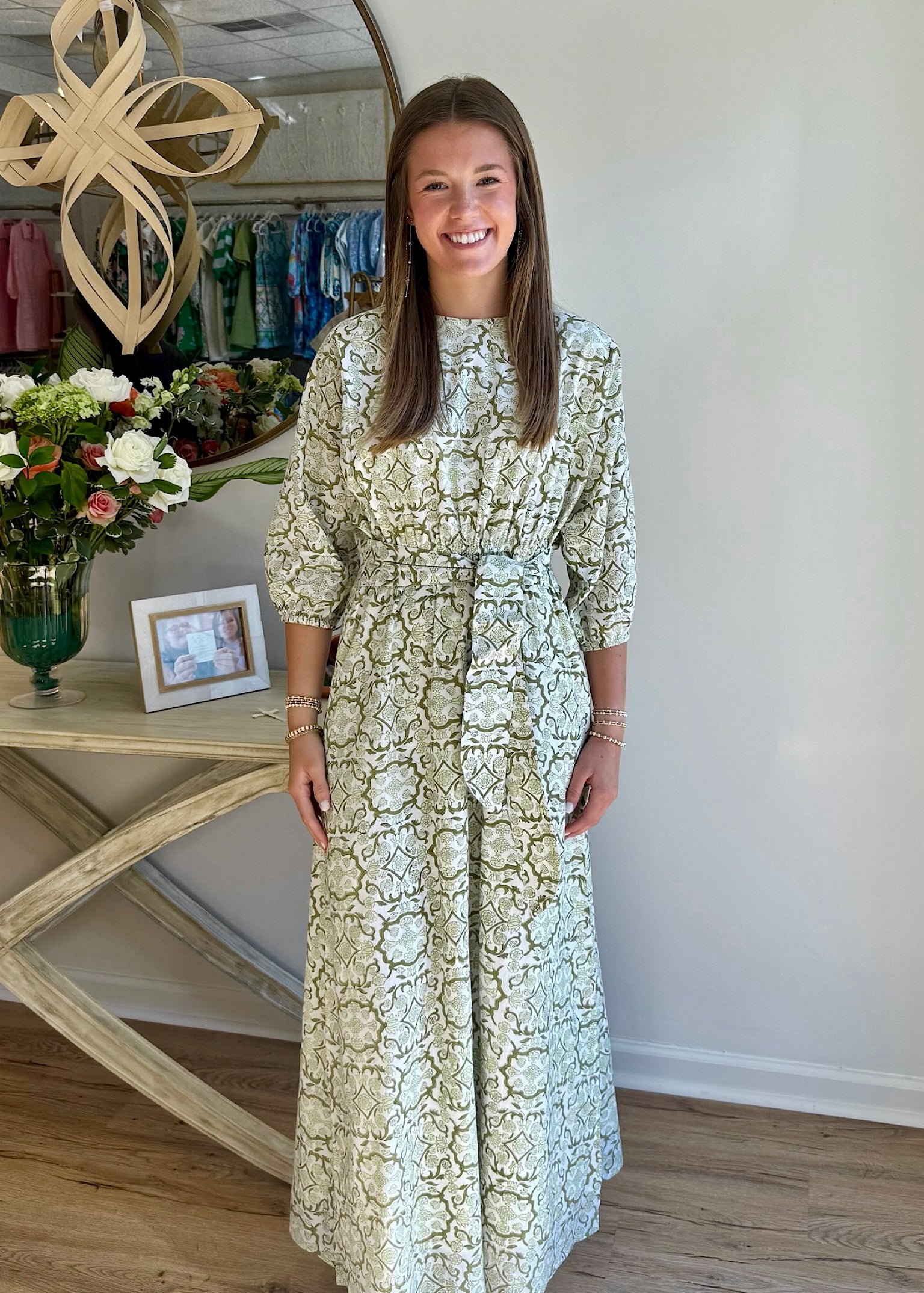 Madison Mathews April Maxi in Sage Botanical Vine Madison Mathews April Maxi in Sage Botanical Vine