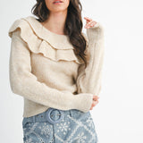 RUFFLED WOOL SWEATER